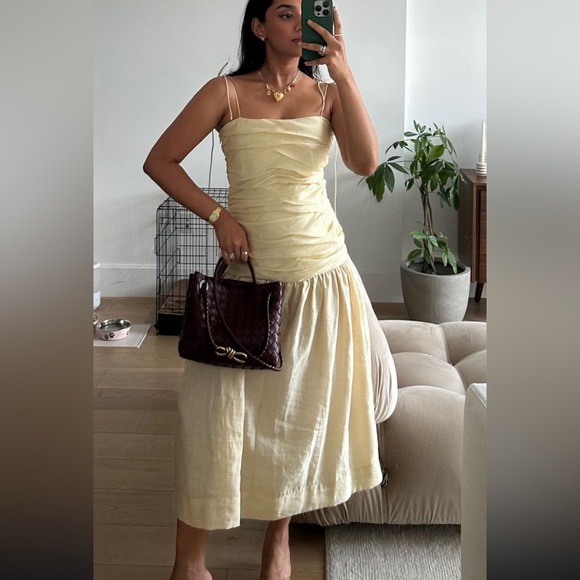 ZARA YELLOW DROP WAIST DRESS - Picture 1 of 6